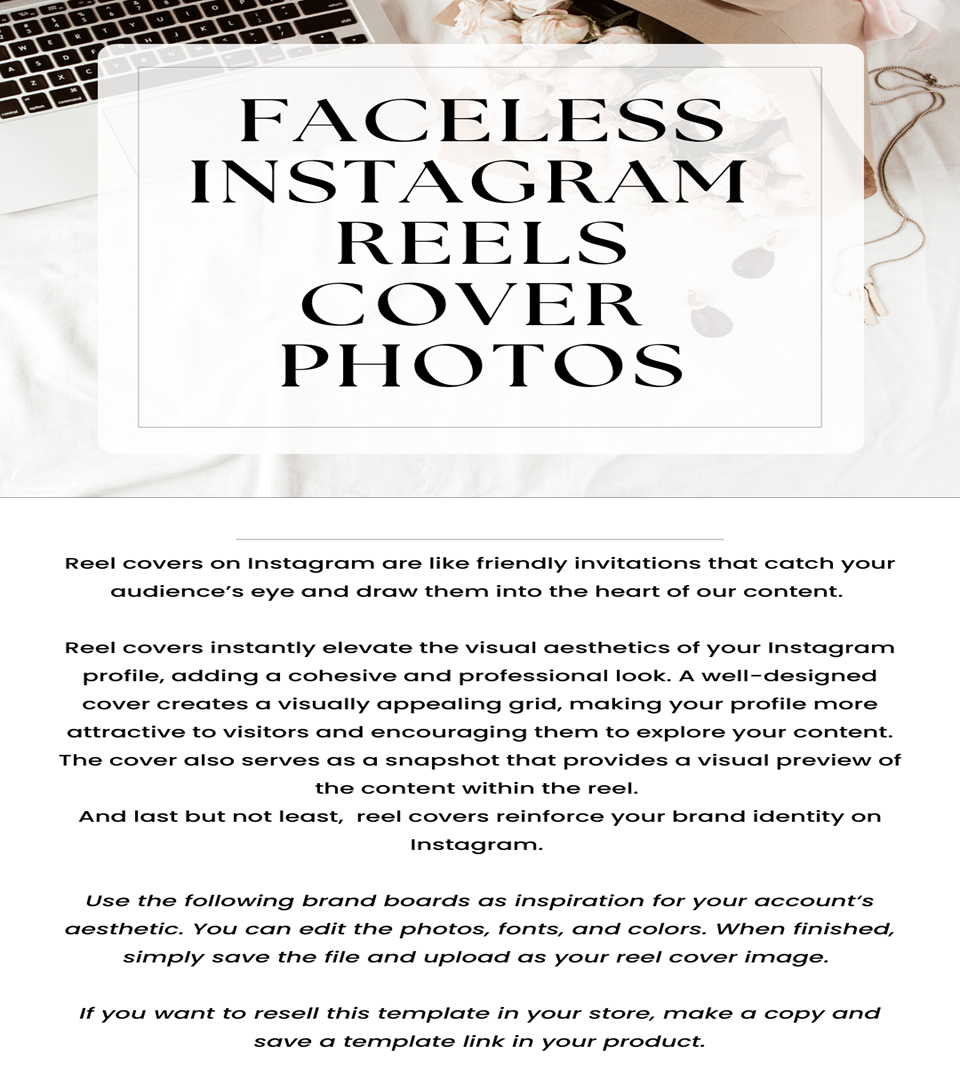 Faceless Instagram Reel Covers + Photos