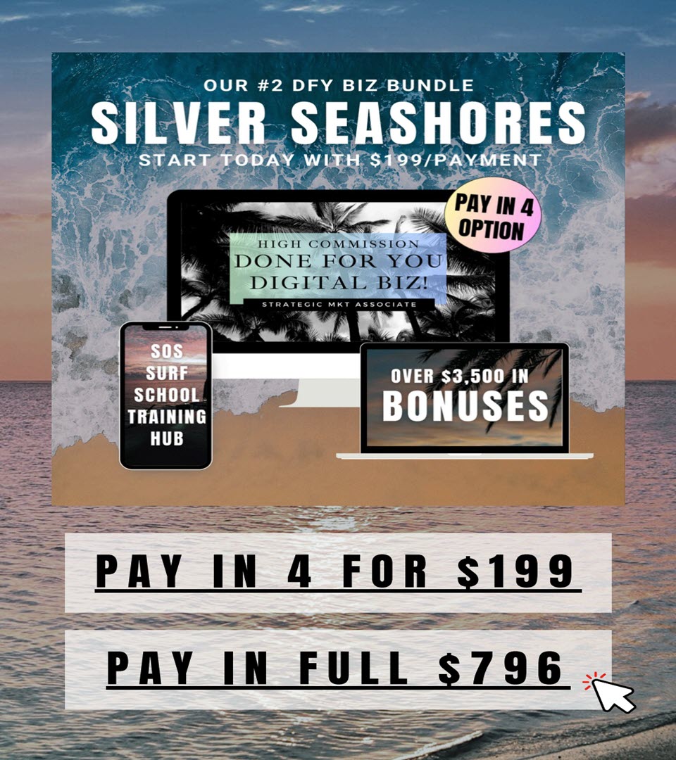 SILVER SEASHORES | #2 DFY Biz Bundle | PAY IN 4 | Start Today For $199