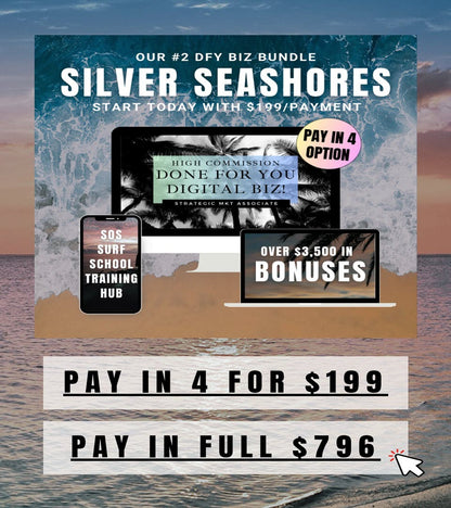 SILVER SEASHORES | #2 DFY Biz Bundle | PAY IN 4 | Start Today For $199