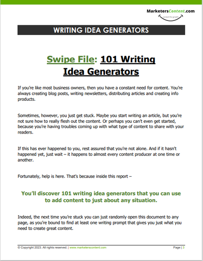 101 WRITING IDEA GENERATORS