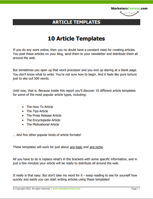 10 HIGH PERFORMANCE ARTICLE TEMPLATES