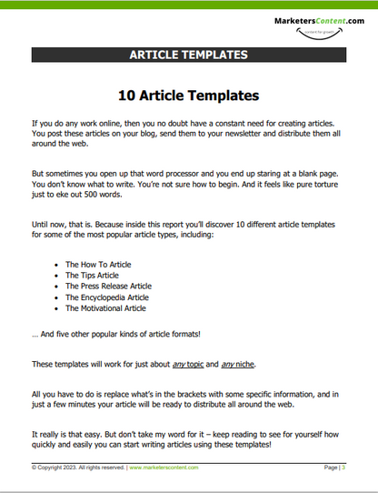 10 HIGH PERFORMANCE ARTICLE TEMPLATES