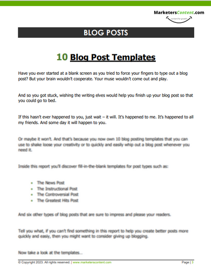 10 BLOG POST TEMPLATES