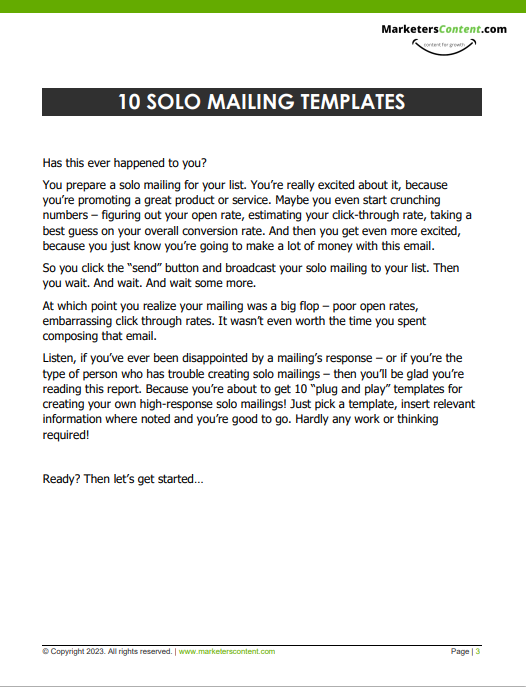 10 SOLO MAILING TEMPLATES