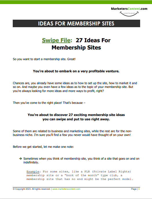 27 IDEAS FOR MEMBERSHIP SITES