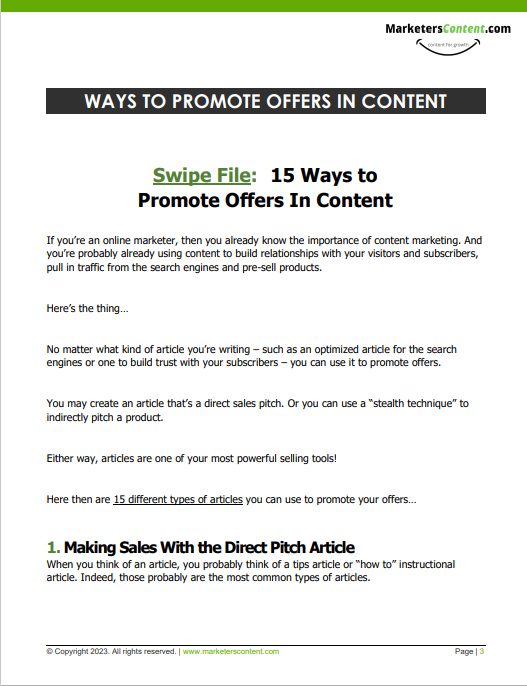 15 WAYS TO PROMOTE YOUR OFFERS IN CONTENT