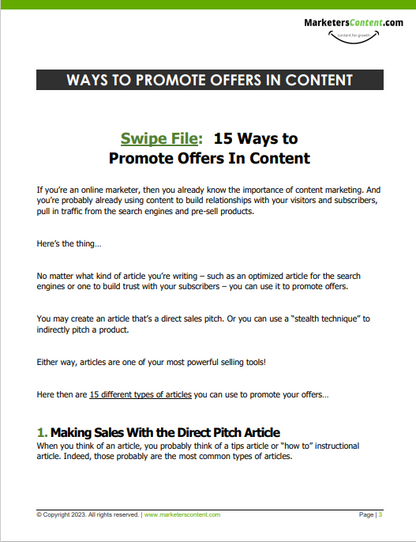 15 WAYS TO PROMOTE YOUR OFFERS IN CONTENT