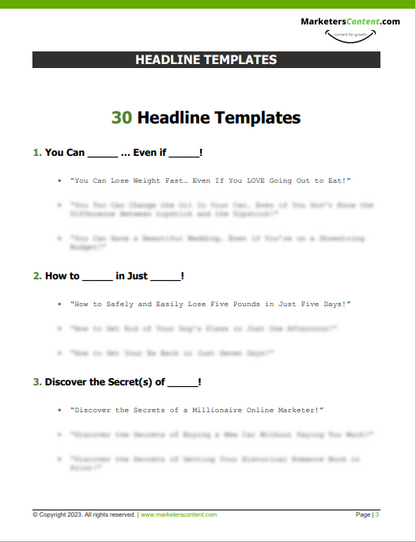 30 HEADLINE TEMPLATES