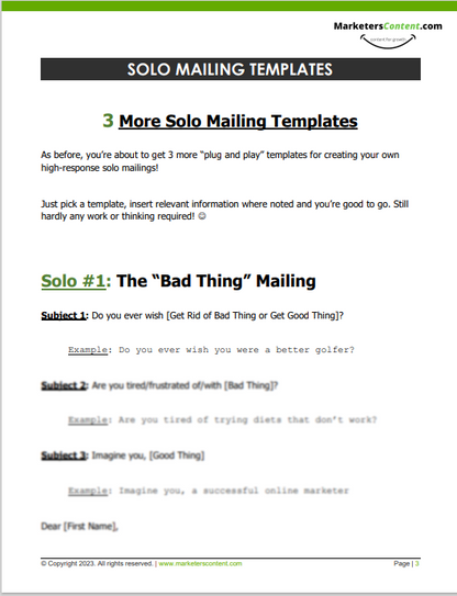 3 SOLO MAILING TEMPLATES