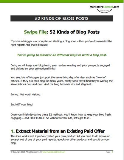 52 KINDS OF BLOG POSTS